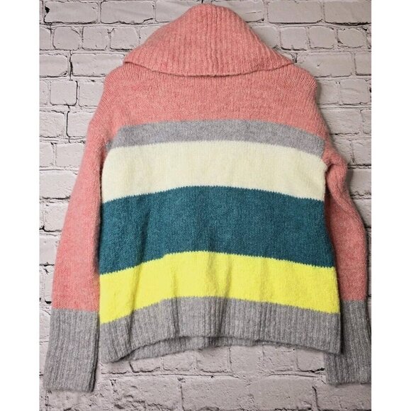 Lou & Grey For Loft Wool Alpaca Blend Soft Wide Stripe Cowl Neck Sweater Size S - Picture 9 of 12